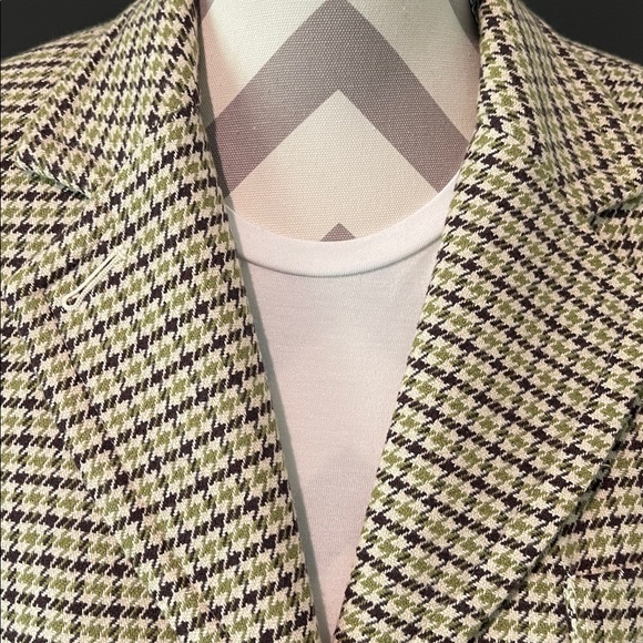 Talbots Green Wool Blend Houndstooth Blazer - Picture 3 of 11